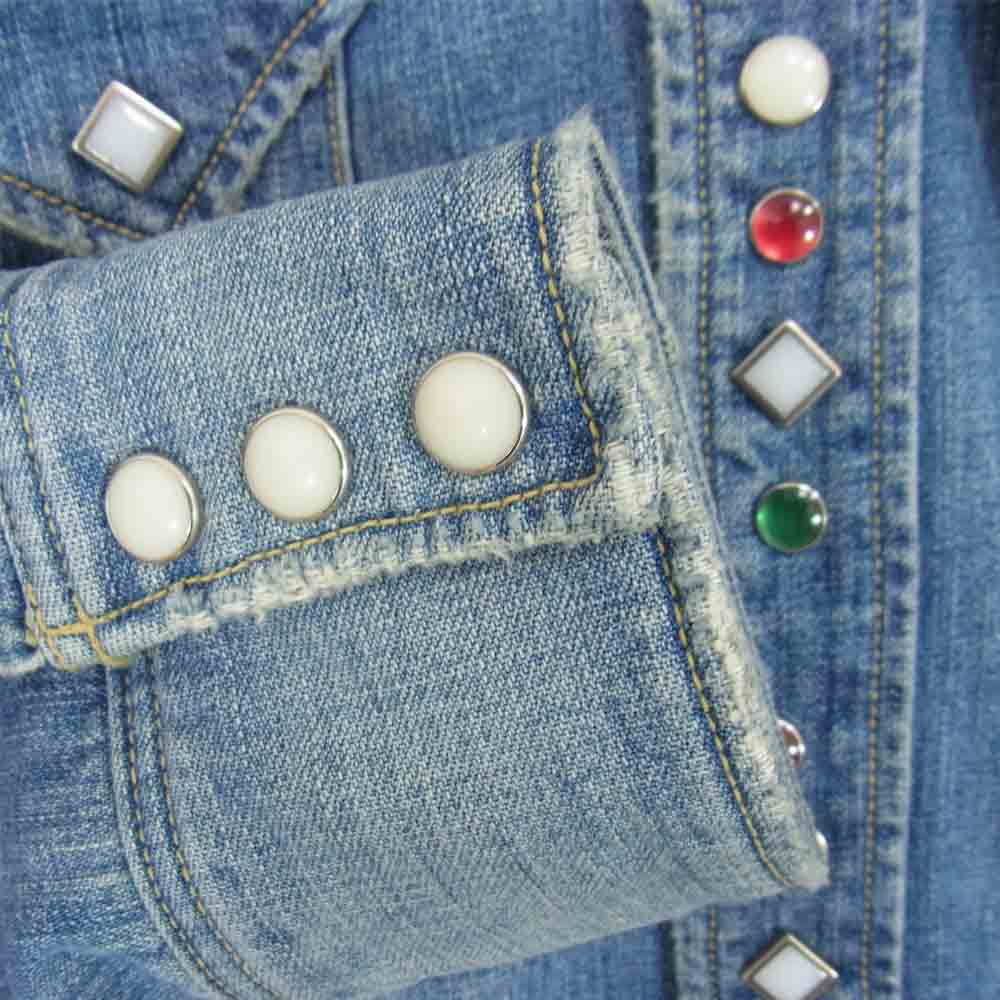 STUDIO D’ARTISAN ステュディオダルチザン エイジング加工 スタッズ デニム シャツ インディゴブルー系 44【中古】