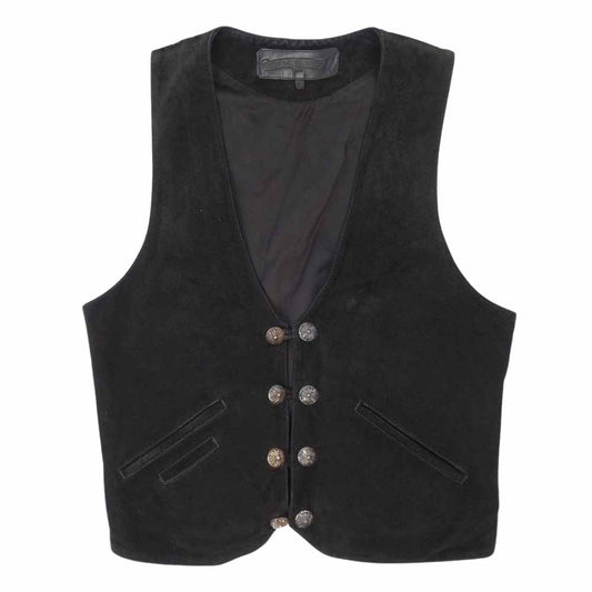 CHROME HEARTS クロムハーツ（原本無） 8B LNG BCK SUEDE クロスボール ボタン スエード ベスト ブラック系 L【中古】