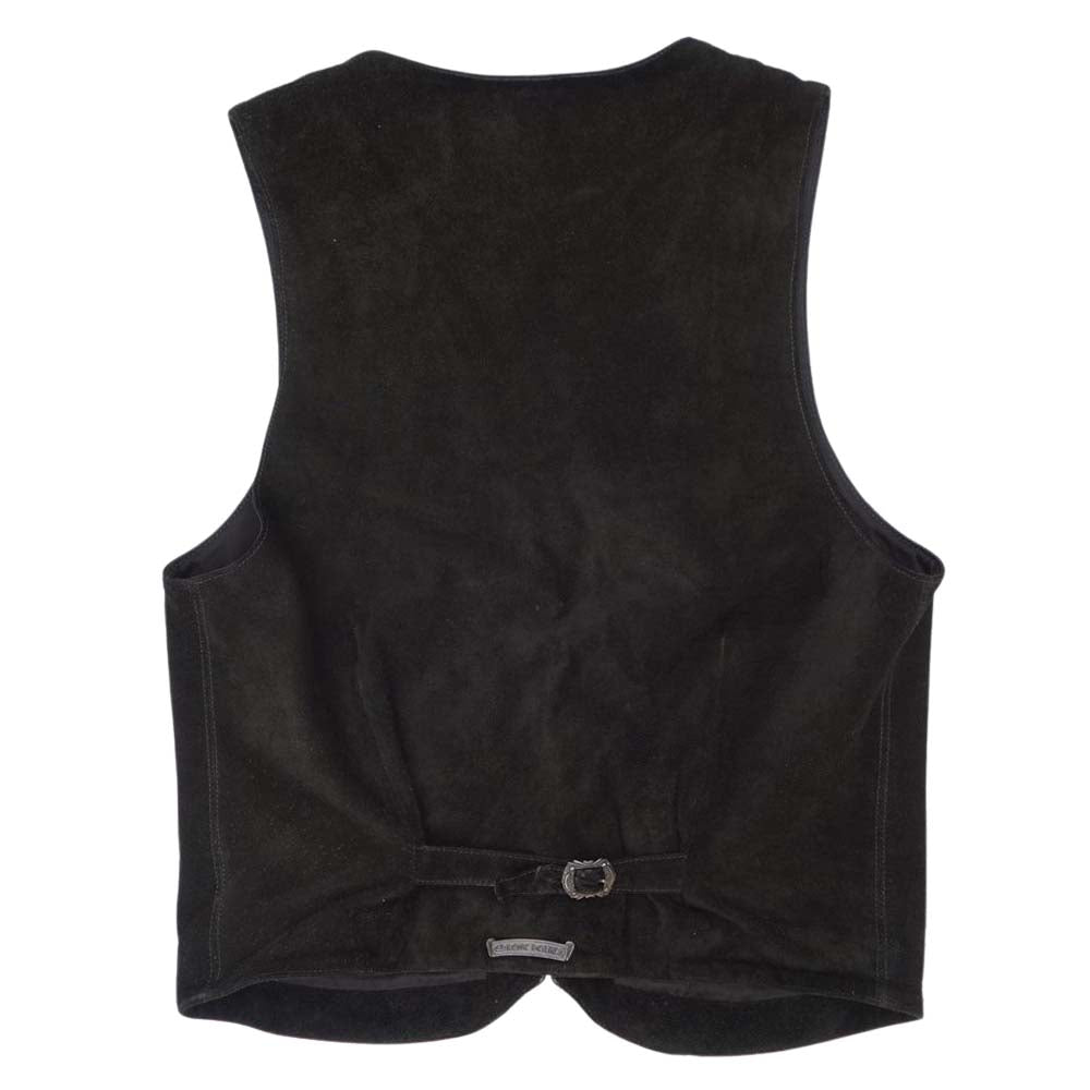 CHROME HEARTS クロムハーツ（原本無） 8B LNG BCK SUEDE クロスボール ボタン スエード ベスト ブラック系 L【中古】