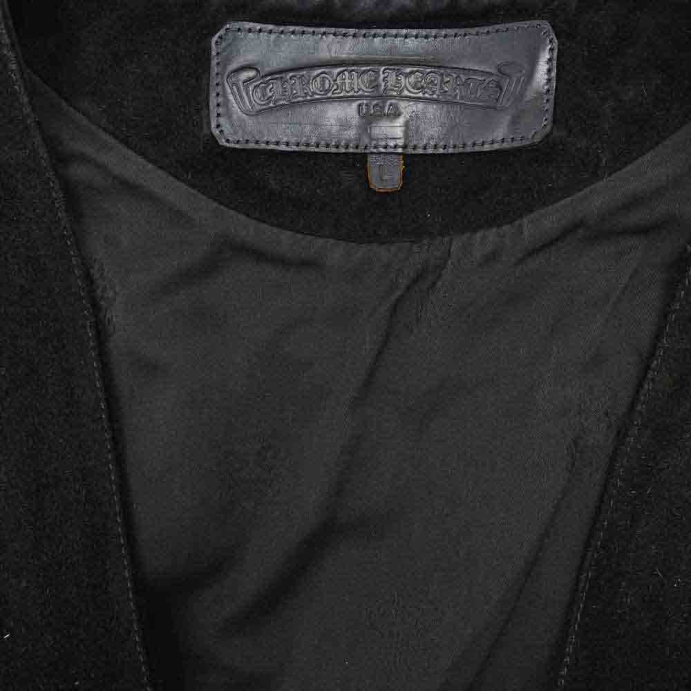 CHROME HEARTS クロムハーツ（原本無） 8B LNG BCK SUEDE クロスボール ボタン スエード ベスト ブラック系 L【中古】