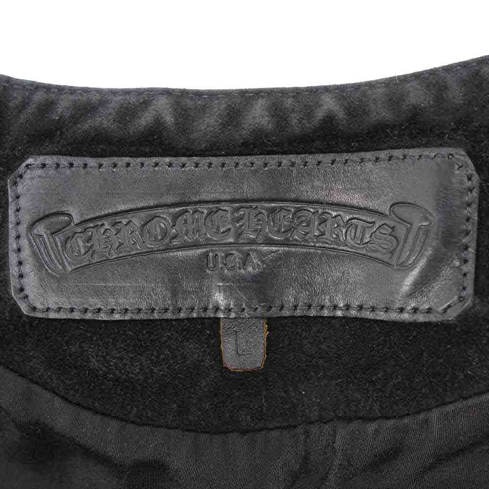 CHROME HEARTS クロムハーツ（原本無） 8B LNG BCK SUEDE クロスボール ボタン スエード ベスト ブラック系 L【中古】