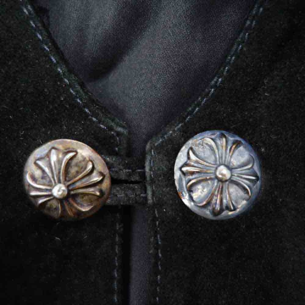 CHROME HEARTS クロムハーツ（原本無） 8B LNG BCK SUEDE クロスボール ボタン スエード ベスト ブラック系 L【中古】