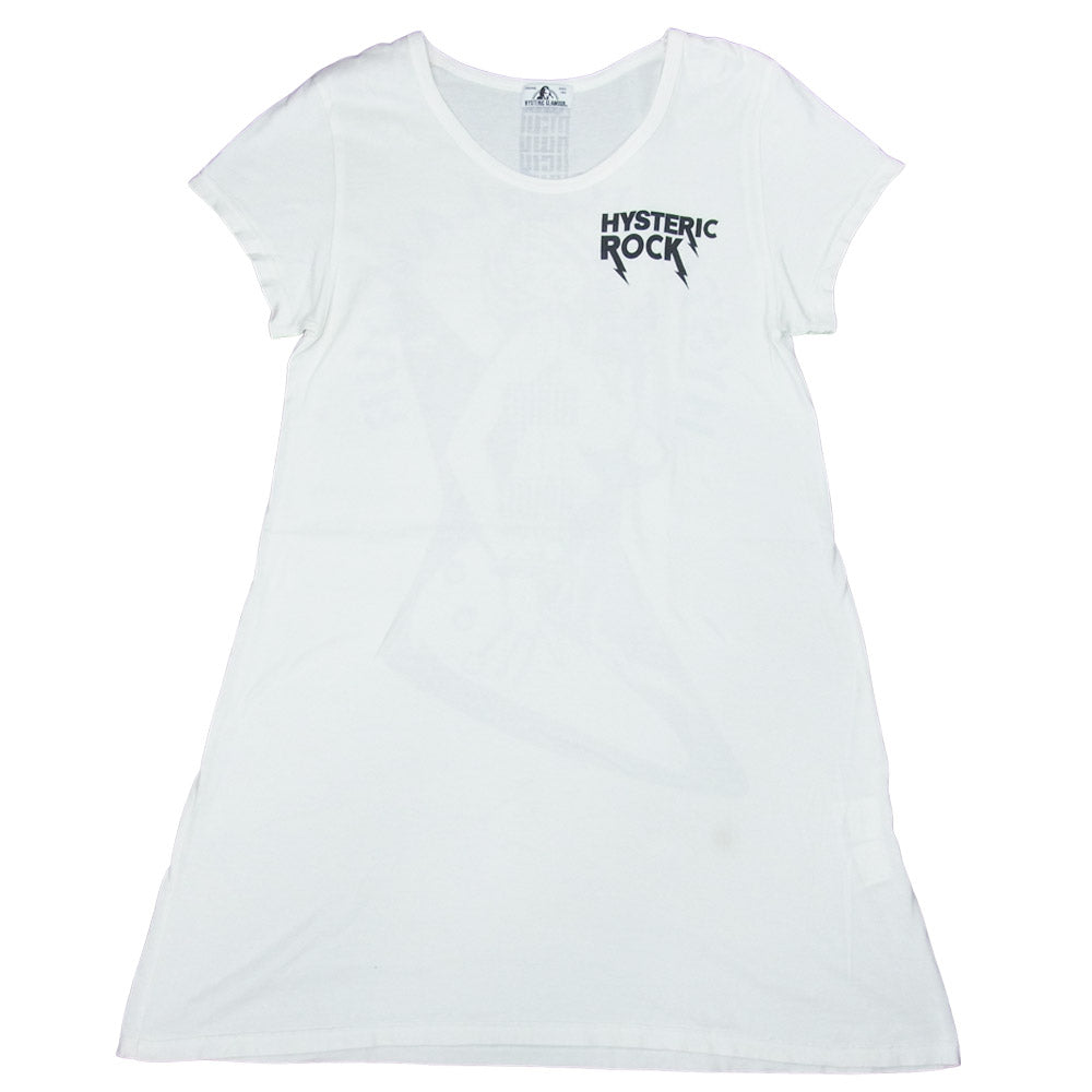 HYSTERIC GLAMOUR ヒステリックグラマー 0162CO02 HYSTERIC ROCK ロック ガールプリント 半袖 ワンピース Tシャツ ホワイト系 F【中古】