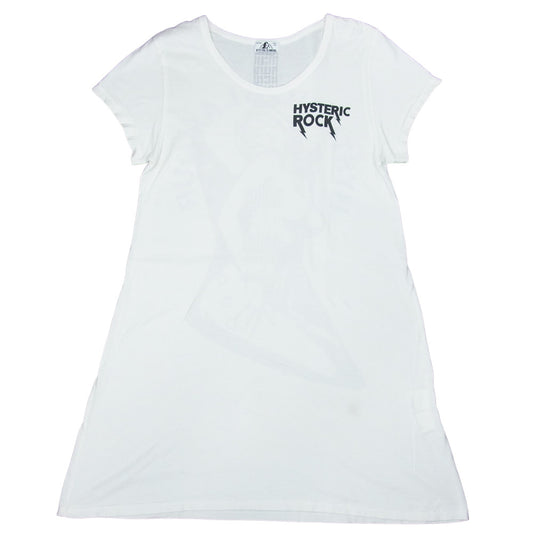 HYSTERIC GLAMOUR ヒステリックグラマー 0162CO02 HYSTERIC ROCK ロック ガールプリント 半袖 ワンピース Tシャツ ホワイト系 F【中古】