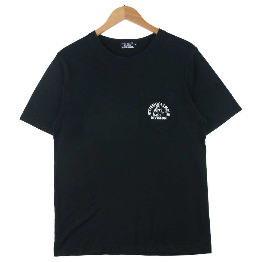 HYSTERIC GLAMOUR ヒステリックグラマー 19SS 02191CT16 胸ポケット ギター プリント ロゴ 半袖 Tシャツ ブラック系 M【中古】