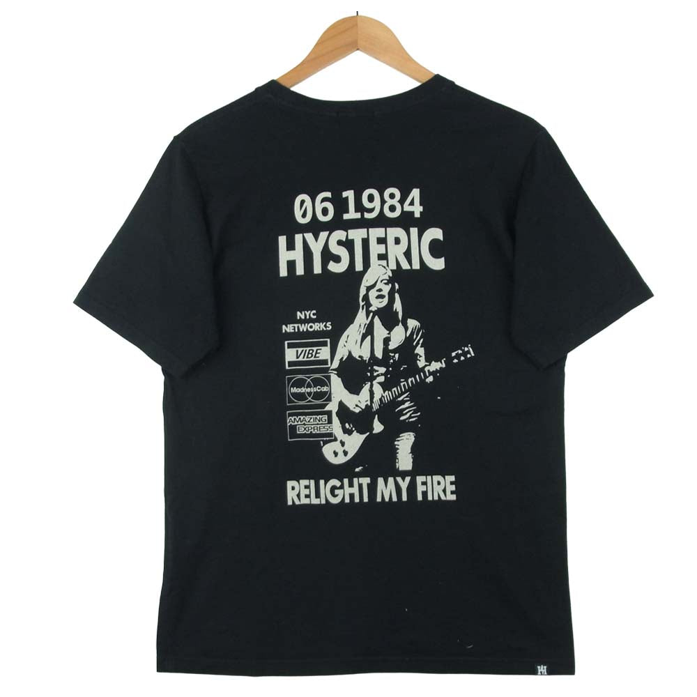 HYSTERIC GLAMOUR ヒステリックグラマー 19SS 02191CT16 胸ポケット ギター プリント ロゴ 半袖 Tシャツ ブラック系 M【中古】