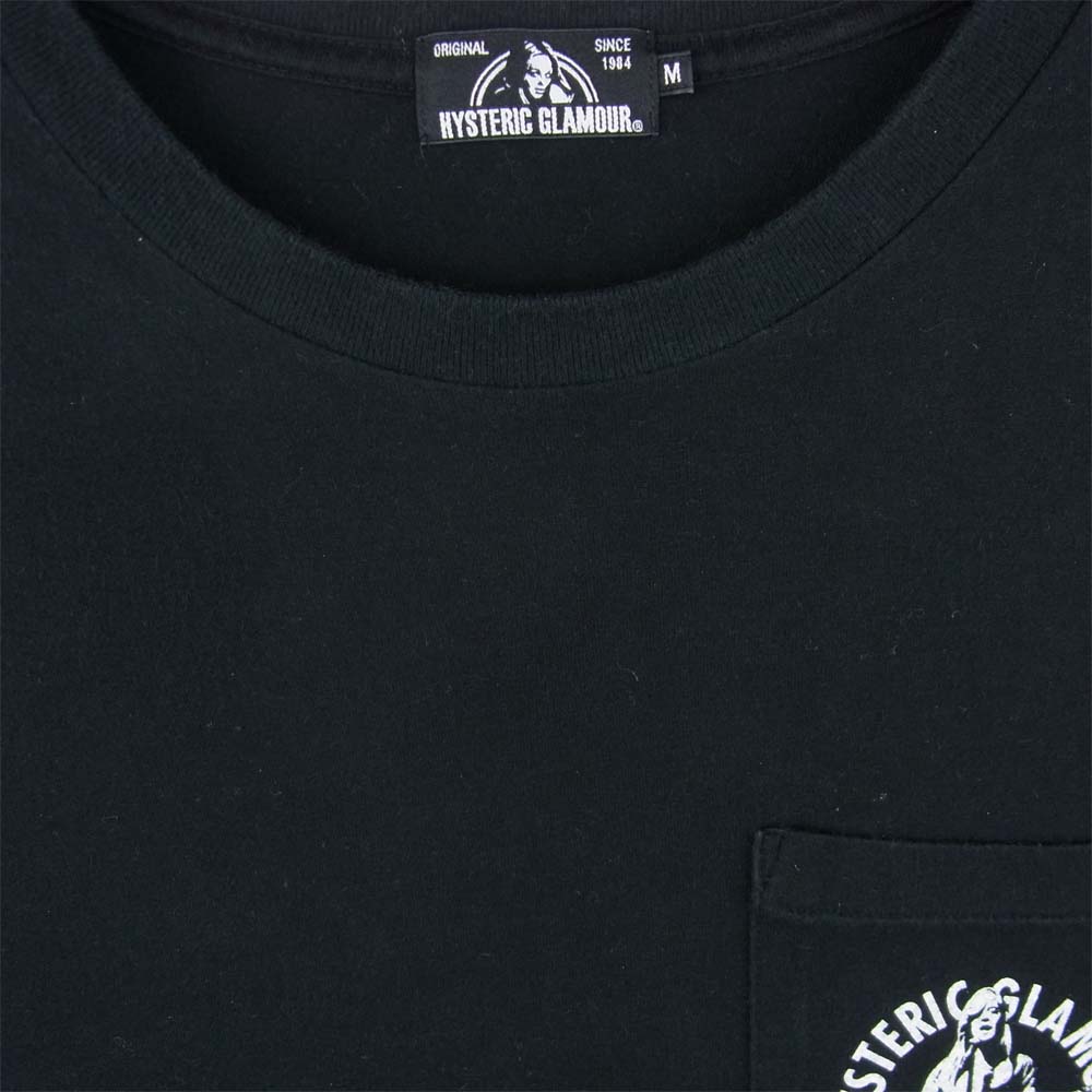 HYSTERIC GLAMOUR ヒステリックグラマー 19SS 02191CT16 胸ポケット ギター プリント ロゴ 半袖 Tシャツ ブラック系 M【中古】