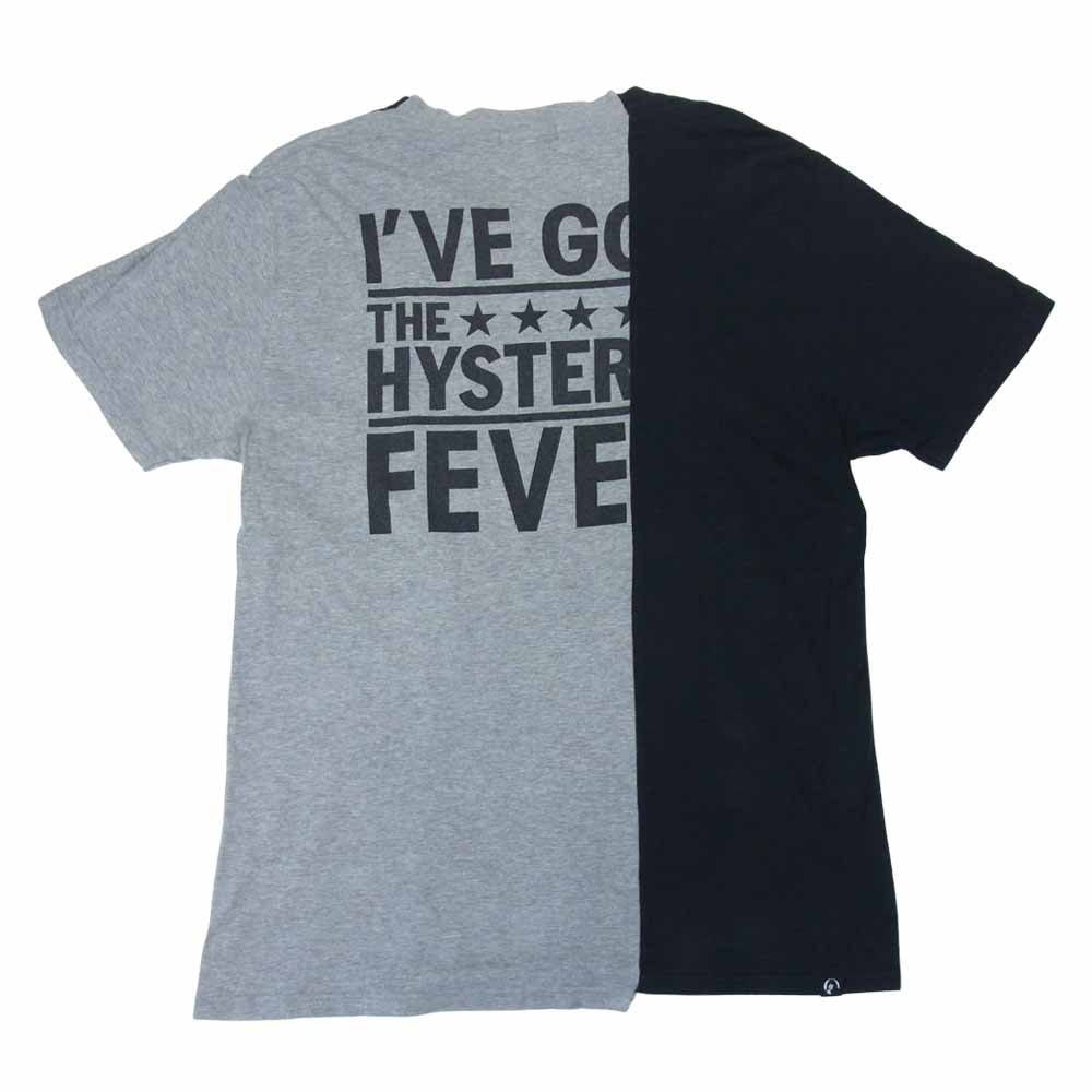 HYSTERIC GLAMOUR ヒステリックグラマー 15SS 0251CT06 DETROIT FOREVER 切替 ロゴ 半袖 Tシャツ グレー系 ブラック系 L【中古】