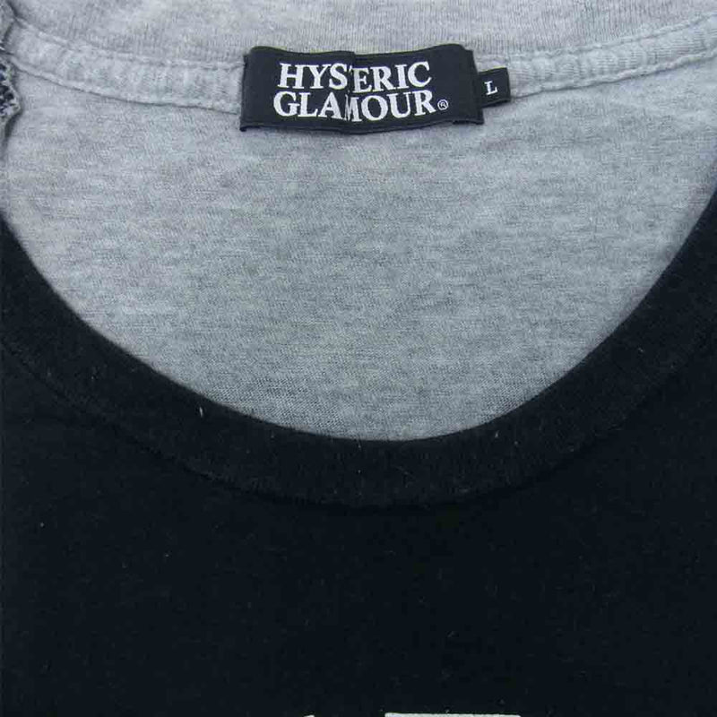 HYSTERIC GLAMOUR ヒステリックグラマー 15SS 0251CT06 DETROIT FOREVER 切替 ロゴ 半袖 Tシャツ グレー系 ブラック系 L【中古】