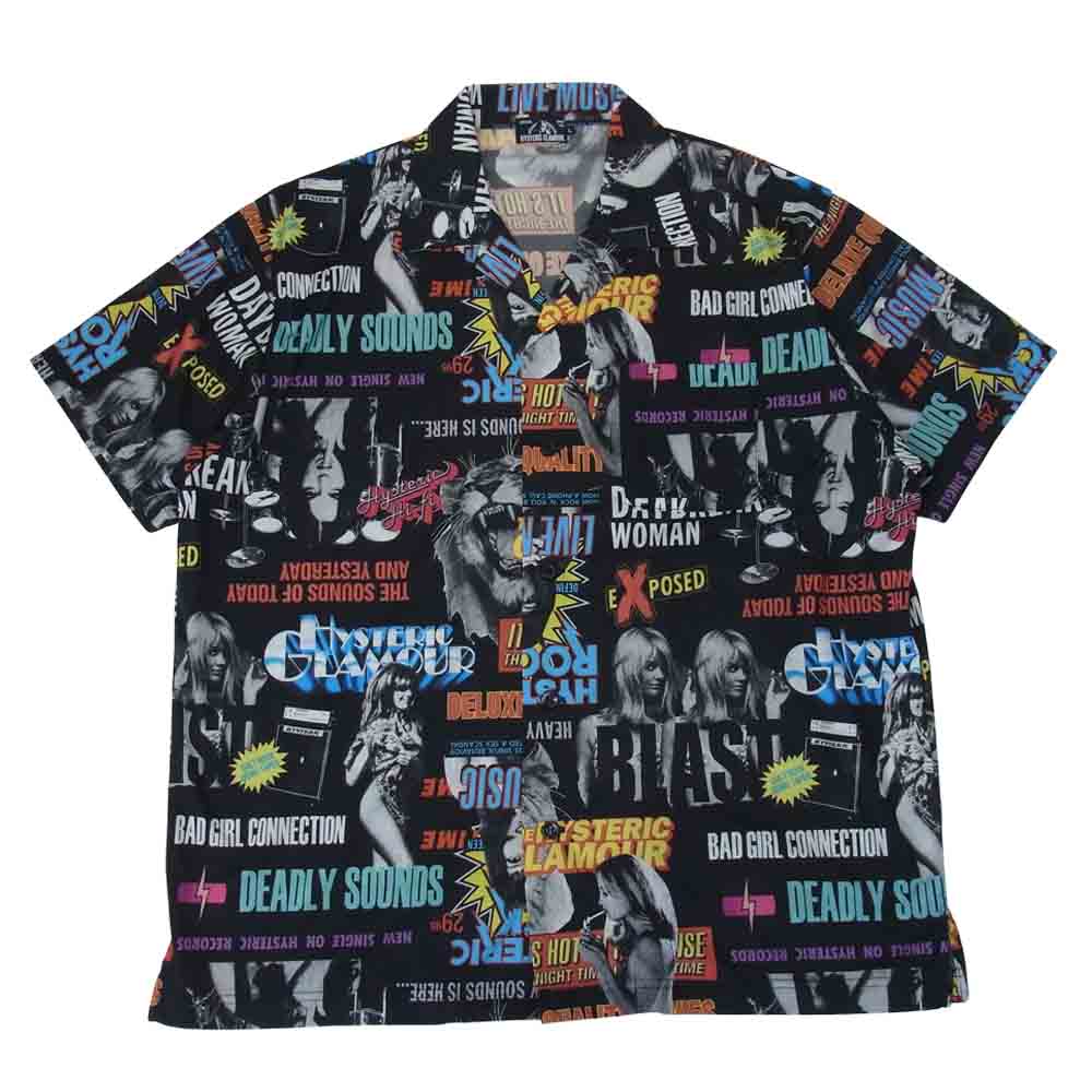 HYSTERIC GLAMOUR ヒステリックグラマー 17SS 02171CH01 HYS ROCK オープンカラー 半袖 開襟 シャツ ブラック系 L【中古】