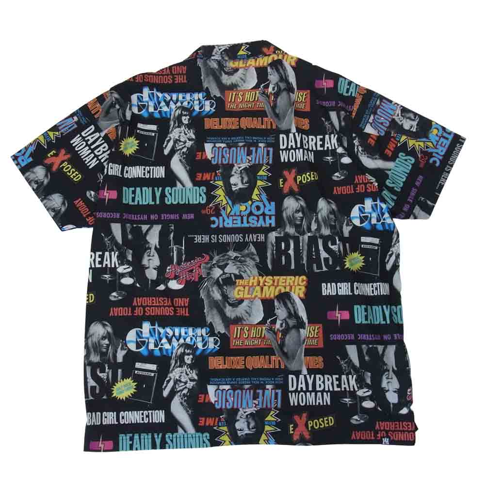 HYSTERIC GLAMOUR ヒステリックグラマー 17SS 02171CH01 HYS ROCK オープンカラー 半袖 開襟 シャツ ブラック系 L【中古】
