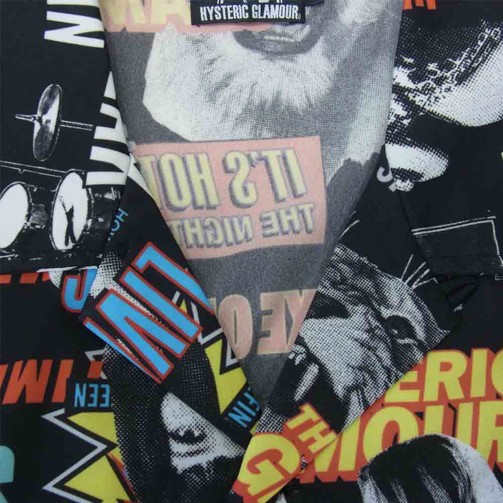 HYSTERIC GLAMOUR ヒステリックグラマー 17SS 02171CH01 HYS ROCK オープンカラー 半袖 開襟 シャツ ブラック系 L【中古】