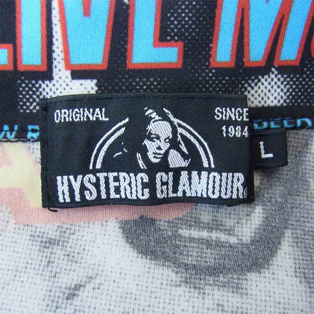 HYSTERIC GLAMOUR ヒステリックグラマー 17SS 02171CH01 HYS ROCK オープンカラー 半袖 開襟 シャツ ブラック系 L【中古】