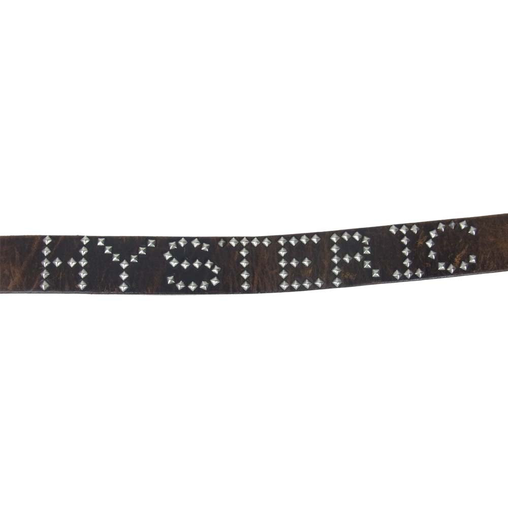 HYSTERIC GLAMOUR ヒステリックグラマー × OLD STUD オールド ロゴスタッズ レザー ベルト ブラウン系 M【中古】