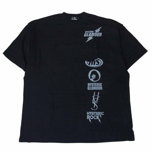 HYSTERIC GLAMOUR ヒステリックグラマー 20SS 02201CT27 SCRATCH LINE オーバーサイズ ポケット Tシャツ ブラック系 XL【中古】