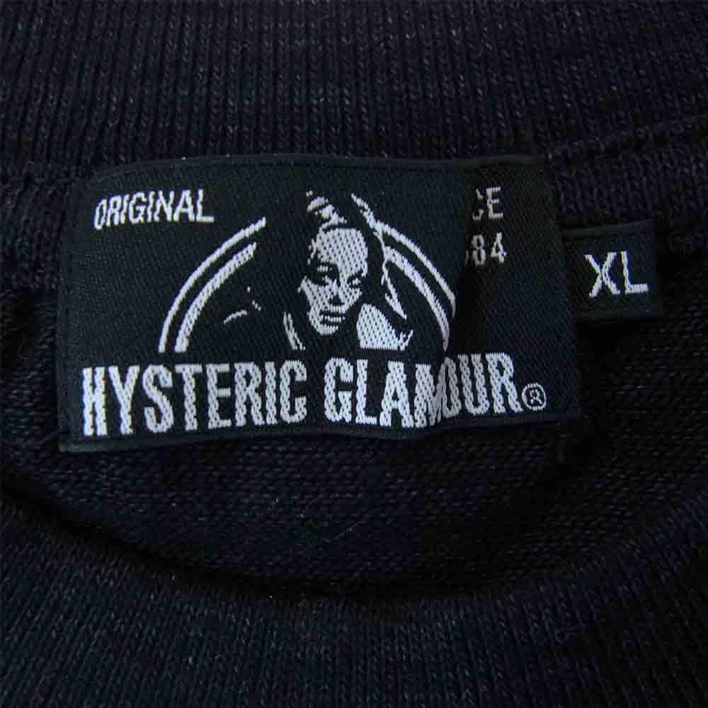 HYSTERIC GLAMOUR ヒステリックグラマー 20SS 02201CT27 SCRATCH LINE オーバーサイズ ポケット Tシャツ ブラック系 XL【中古】