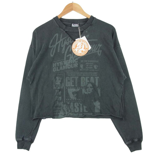 HYSTERIC GLAMOUR ヒステリックグラマー 01201CS06 FORWARD WITH BAD GIRL ガール プリント ロンT スウェット 長袖 Tシャツ グレー系 FREE【新古品】【未使用】【中古】