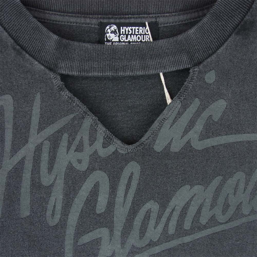 HYSTERIC GLAMOUR ヒステリックグラマー 01201CS06 FORWARD WITH BAD GIRL ガール プリント ロンT スウェット 長袖 Tシャツ グレー系 FREE【新古品】【未使用】【中古】