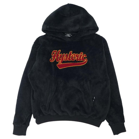 HYSTERIC GLAMOUR ヒステリックグラマー 19AW 02193CF11 ATHLETIC SCRIPT ボア フリース パーカー ブラック系 M【中古】