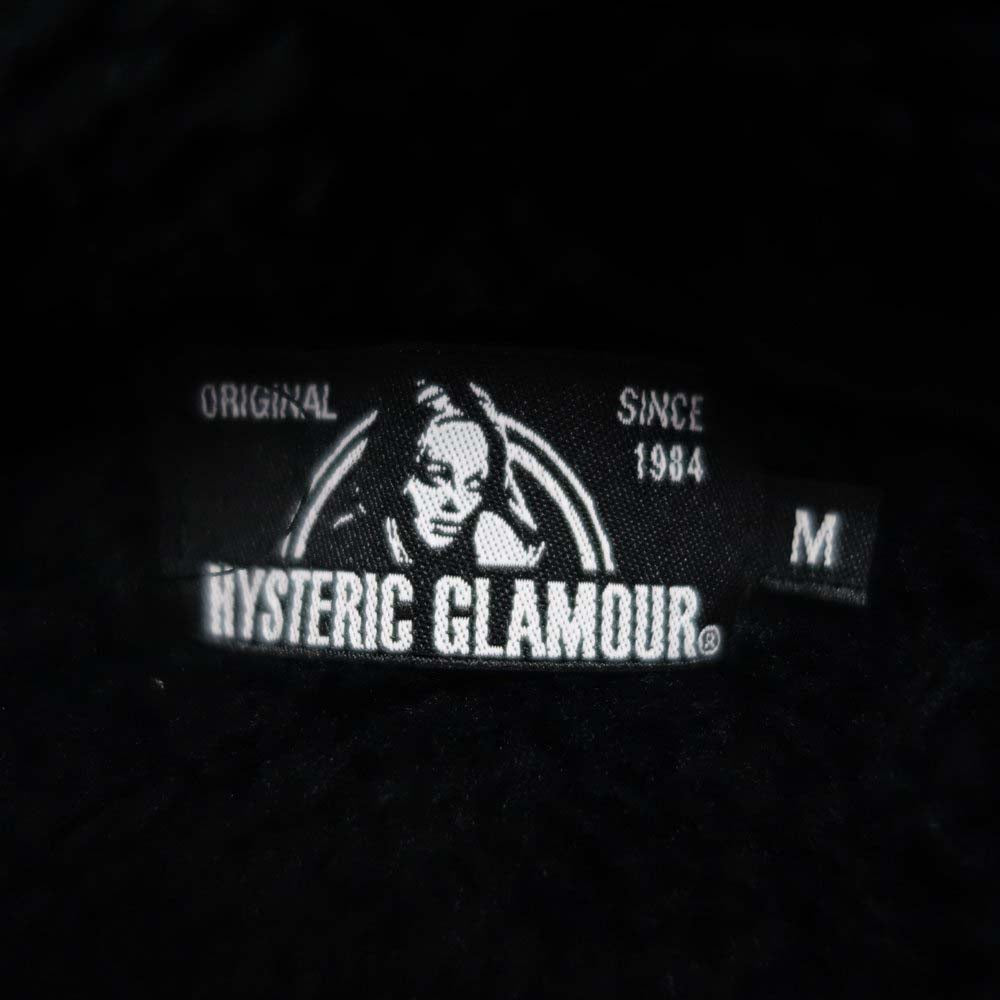 HYSTERIC GLAMOUR ヒステリックグラマー 19AW 02193CF11 ATHLETIC SCRIPT ボア フリース パーカー ブラック系 M【中古】