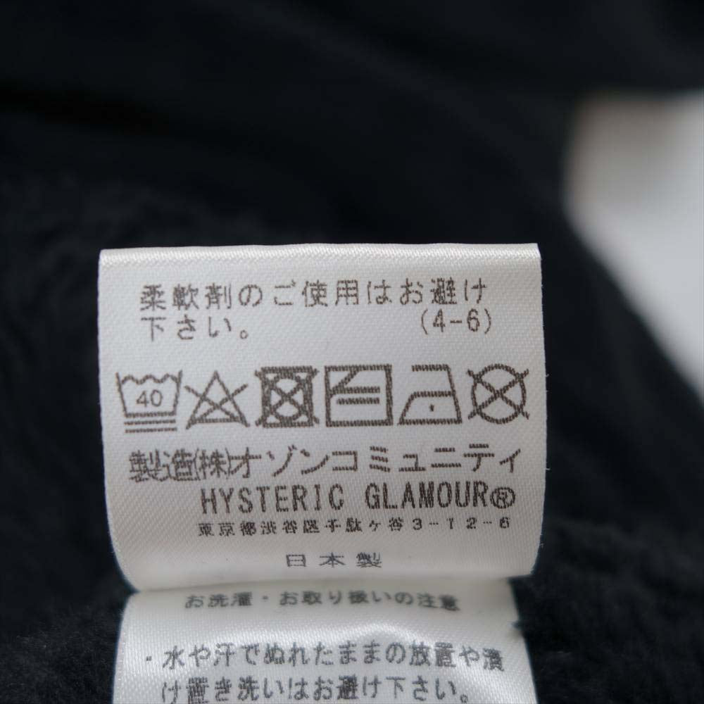 HYSTERIC GLAMOUR ヒステリックグラマー 19AW 02193CF11 ATHLETIC SCRIPT ボア フリース パーカー ブラック系 M【中古】