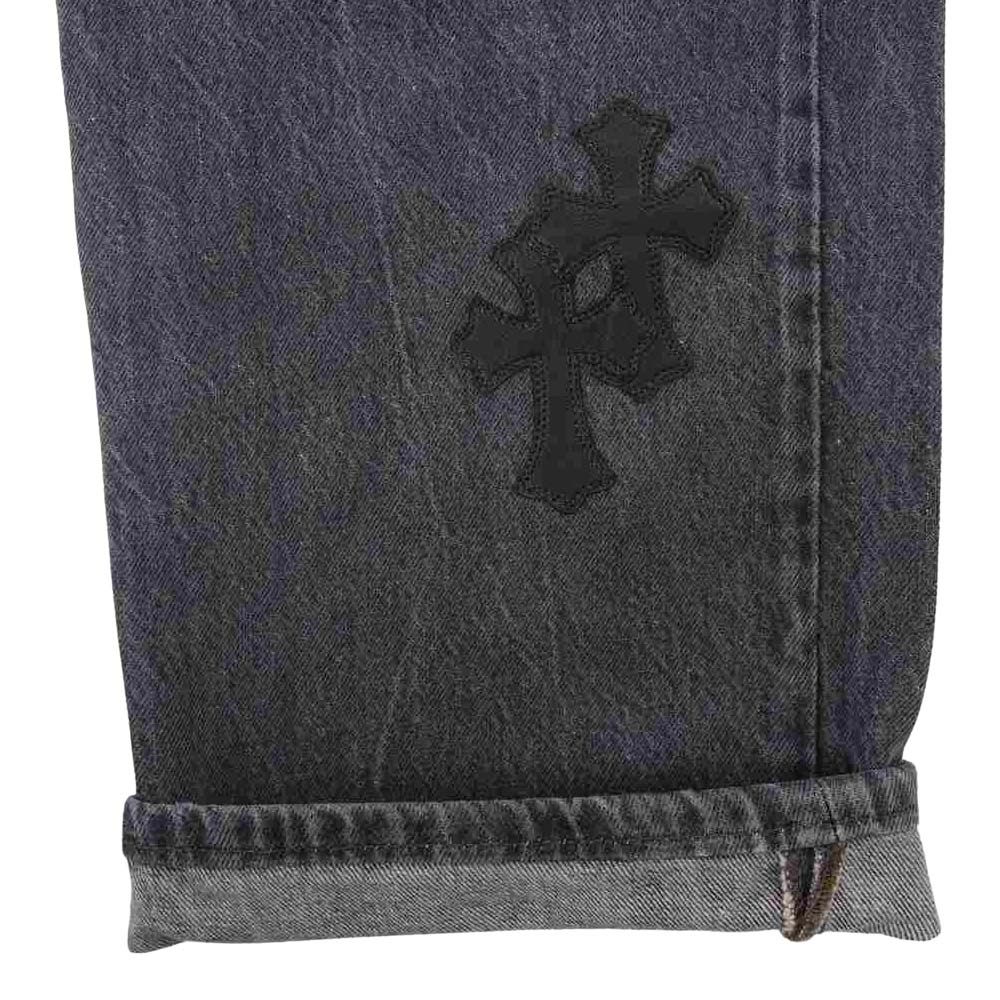 CHROME HEARTS クロムハーツ（原本有） × Levi's リーバイス 501 ブラックデニム W36 クロスパッチ デニム パンツ ダークグレー系 36【極上美品】【中古】