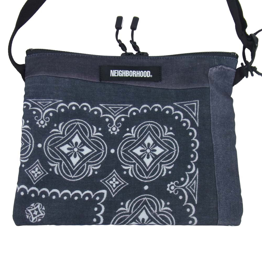 NEIGHBORHOOD ネイバーフッド 212TQNH-CG08 BANDANA CHOPPED SACOCHE バンダナ サコッシュ ブラック系 ブルー系【新古品】【未使用】【中古】