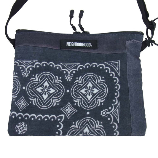 NEIGHBORHOOD ネイバーフッド 212TQNH-CG08 BANDANA CHOPPED SACOCHE バンダナ サコッシュ ブラック系 ブルー系【新古品】【未使用】【中古】