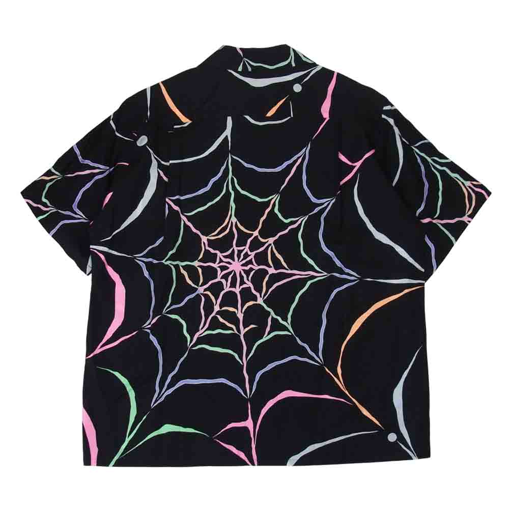 WACKO MARIA ワコマリア 21AW WOLFSHEAD WM-04 WOLF’S HEAD ウルフズヘッド スパイダーウェブ ハワイアンシャツ ブラック系 M【新古品】【未使用】【中古】