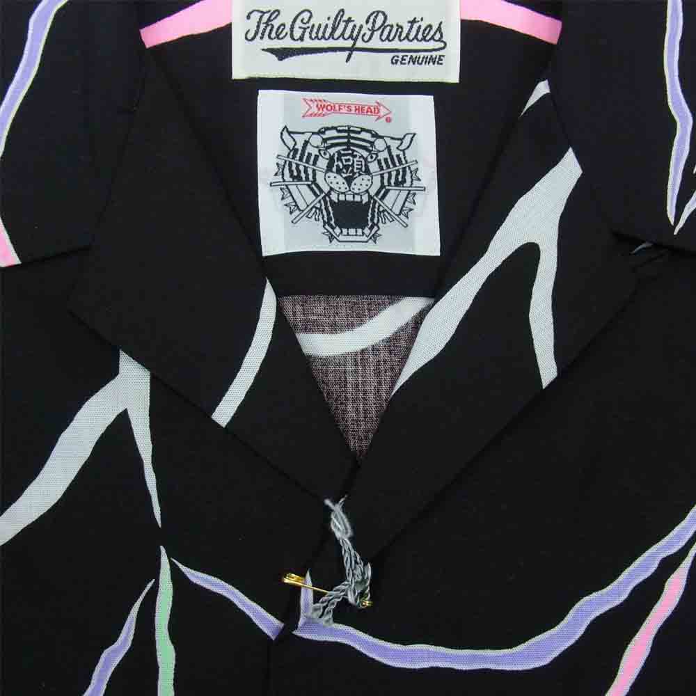 WACKO MARIA ワコマリア 21AW WOLFSHEAD WM-04 WOLF’S HEAD ウルフズヘッド スパイダーウェブ ハワイアンシャツ ブラック系 M【新古品】【未使用】【中古】