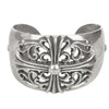 CHROME HEARTS クロムハーツ（原本無） フローラルクロス ワイドカフ バングル ブレスレット シルバー系【中古】