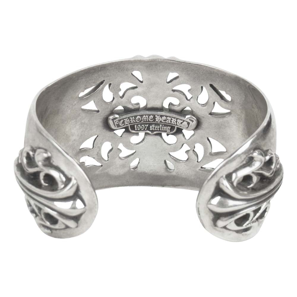 CHROME HEARTS クロムハーツ（原本無） フローラルクロス ワイドカフ バングル ブレスレット シルバー系【中古】