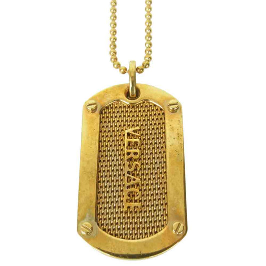 VERSACE ヴェルサーチ ドッグタグ ペンダント ネックレス ゴールド系【中古】