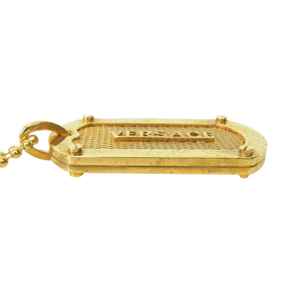 VERSACE ヴェルサーチ ドッグタグ ペンダント ネックレス ゴールド系【中古】