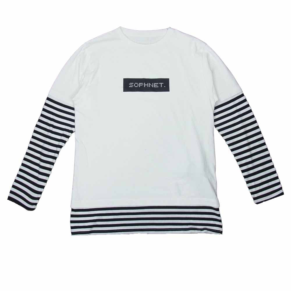 SOPHNET. ソフネット SOPH-189098 FAKE BORDER LAYERED LONG SLEEVE TEE カットソー ホワイト系 S【中古】