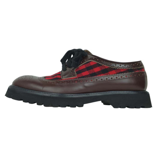 MARNI マルニ Flannel Panelled Leather Brogues ウイングチップ シューズ ブラウン系 42【中古】