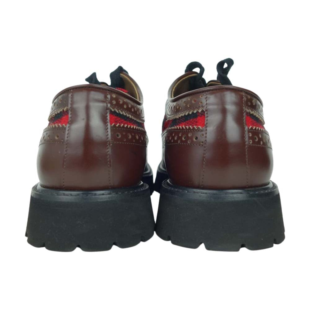 MARNI マルニ Flannel Panelled Leather Brogues ウイングチップ シューズ ブラウン系 42【中古】