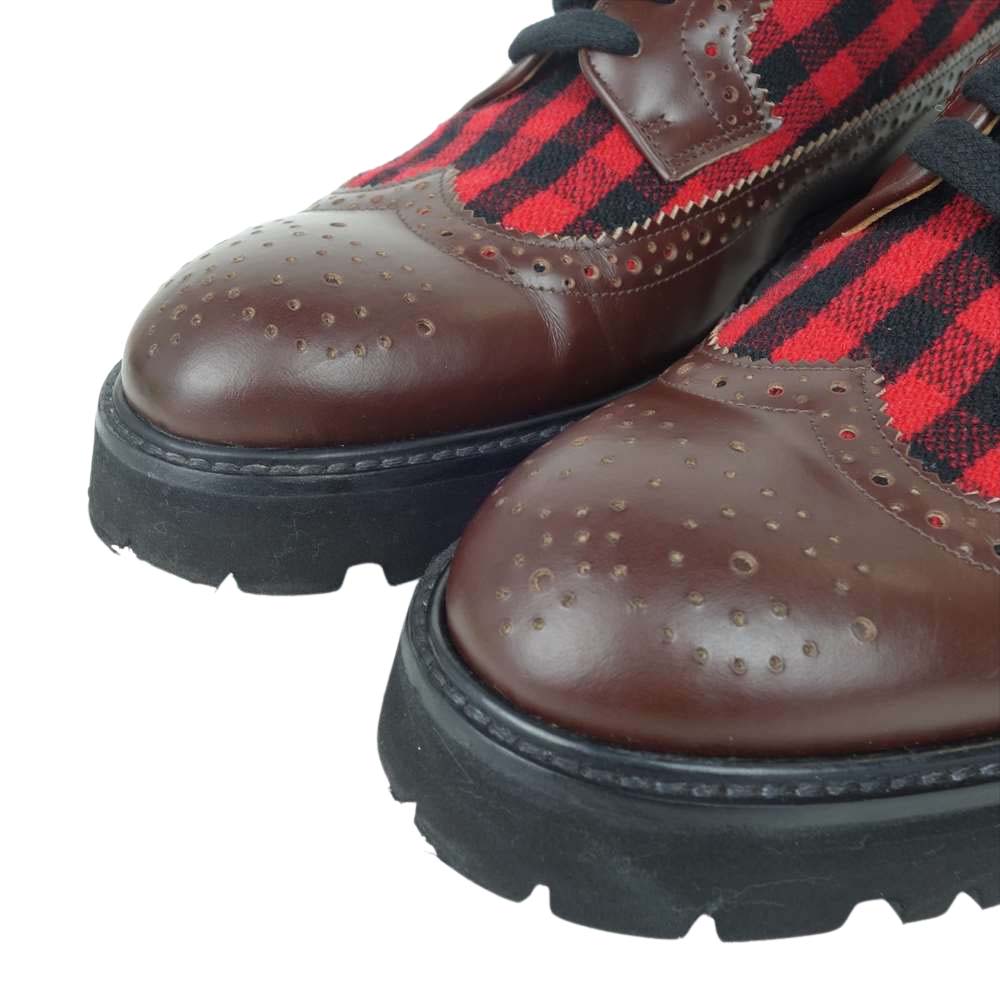 MARNI マルニ Flannel Panelled Leather Brogues ウイングチップ シューズ ブラウン系 42【中古】