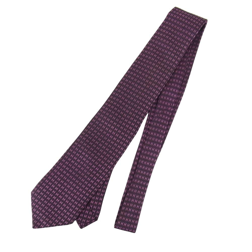 HERMES エルメス シルク ファソネH ネクタイ ピンク系【中古】