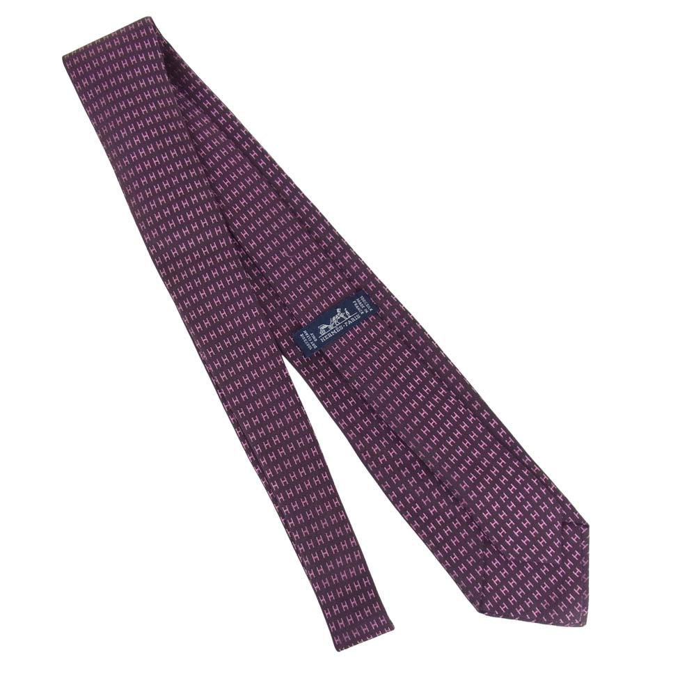 HERMES エルメス シルク ファソネH ネクタイ ピンク系【中古】