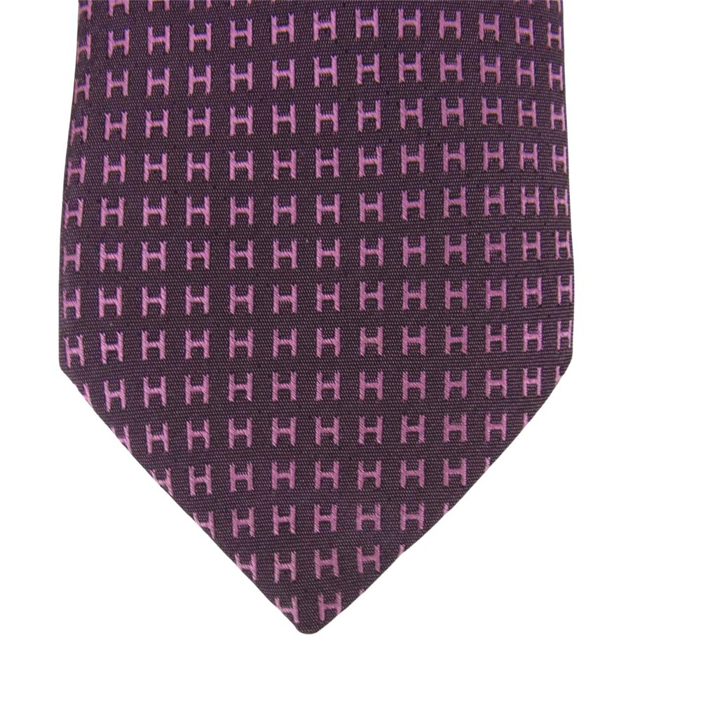 HERMES エルメス シルク ファソネH ネクタイ ピンク系【中古】