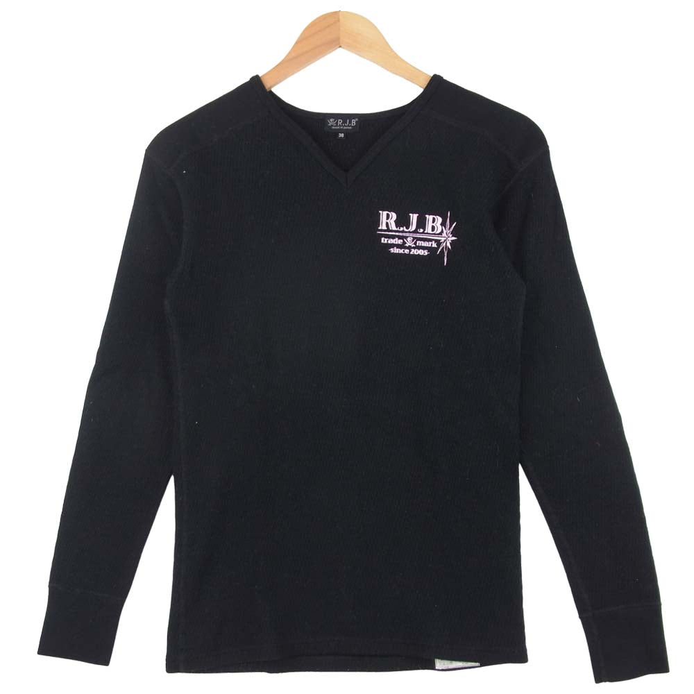 THE FLAT HEAD ザフラットヘッド RJB V ネック サーマル ロングスリーブ Tシャツ 日本製 ブラック系 38【中古】