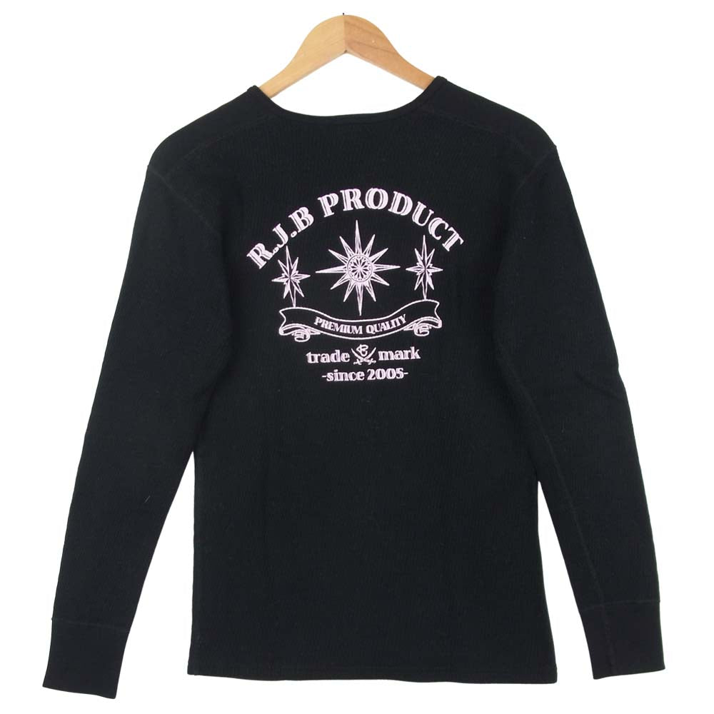 THE FLAT HEAD ザフラットヘッド RJB V ネック サーマル ロングスリーブ Tシャツ 日本製 ブラック系 38【中古】
