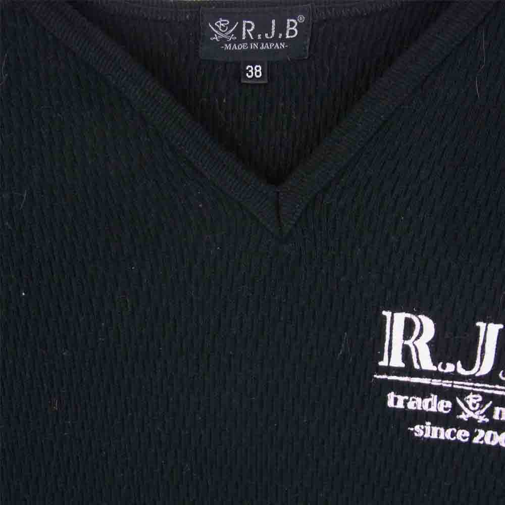 THE FLAT HEAD ザフラットヘッド RJB V ネック サーマル ロングスリーブ Tシャツ 日本製 ブラック系 38【中古】