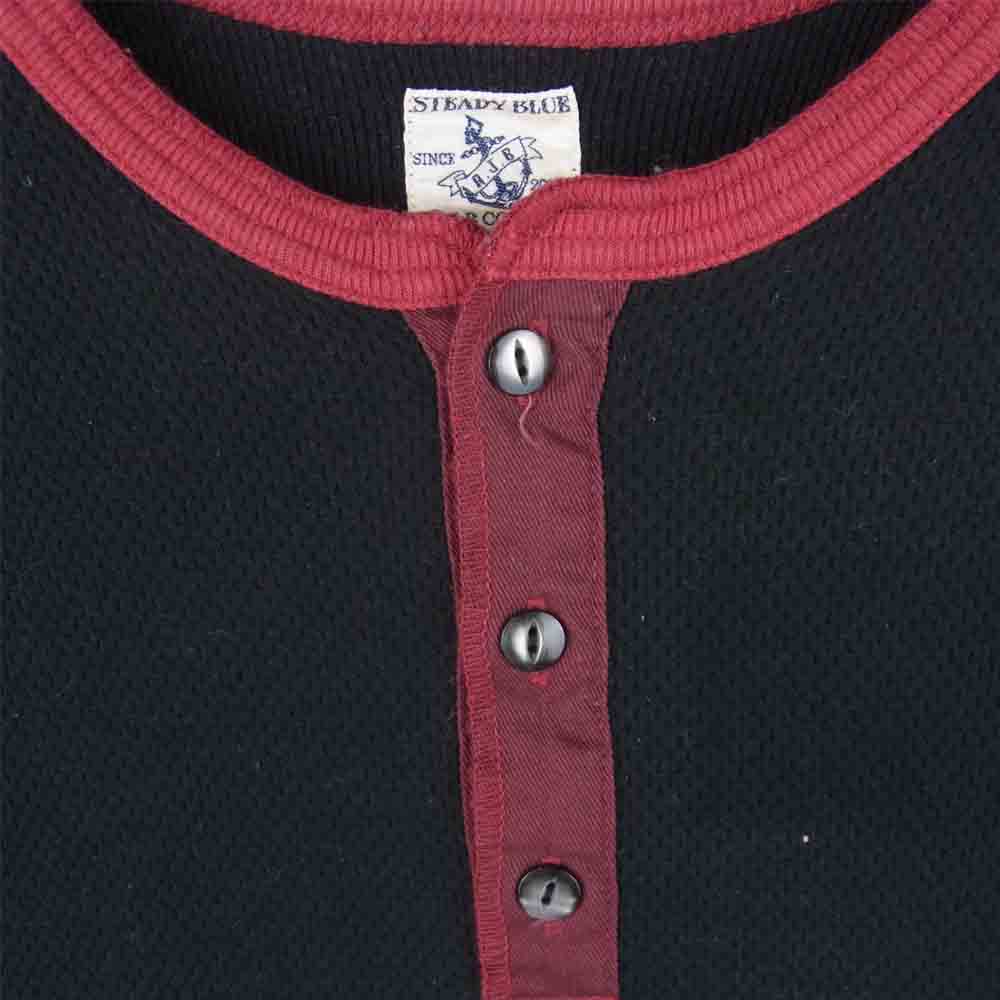 THE FLAT HEAD ザフラットヘッド RJB ヘンリーネック サーマル ロングスリーブ Tシャツ ブラック系 38【中古】