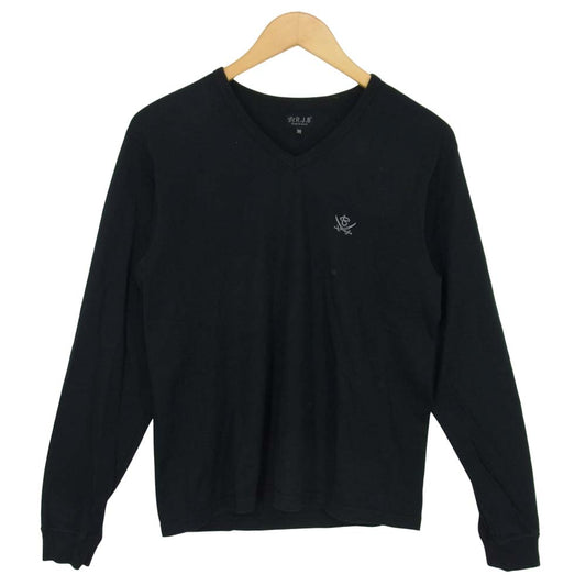 THE FLAT HEAD ザフラットヘッド RJB V ネック ロングスリーブ Tシャツ ブラック系 38【中古】