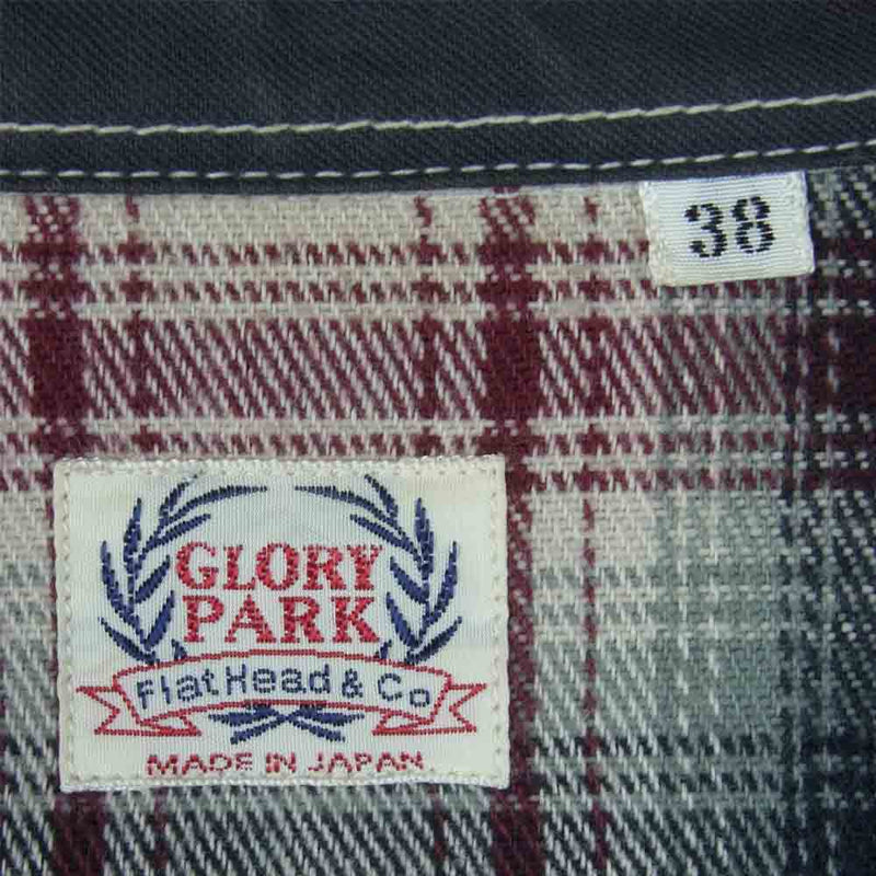 THE FLAT HEAD ザフラットヘッド GLORY PARK 刺繍 ネル 長袖 シャツ コットン グレー系 38【中古】