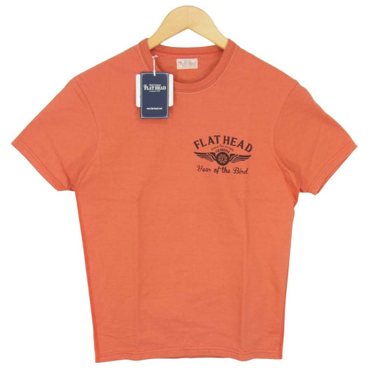 THE FLAT HEAD ザフラットヘッド THC-KM05 × miwa komatsu 小松美羽 干支 T-SHIRT オレンジ系 38【新古品】【未使用】【中古】