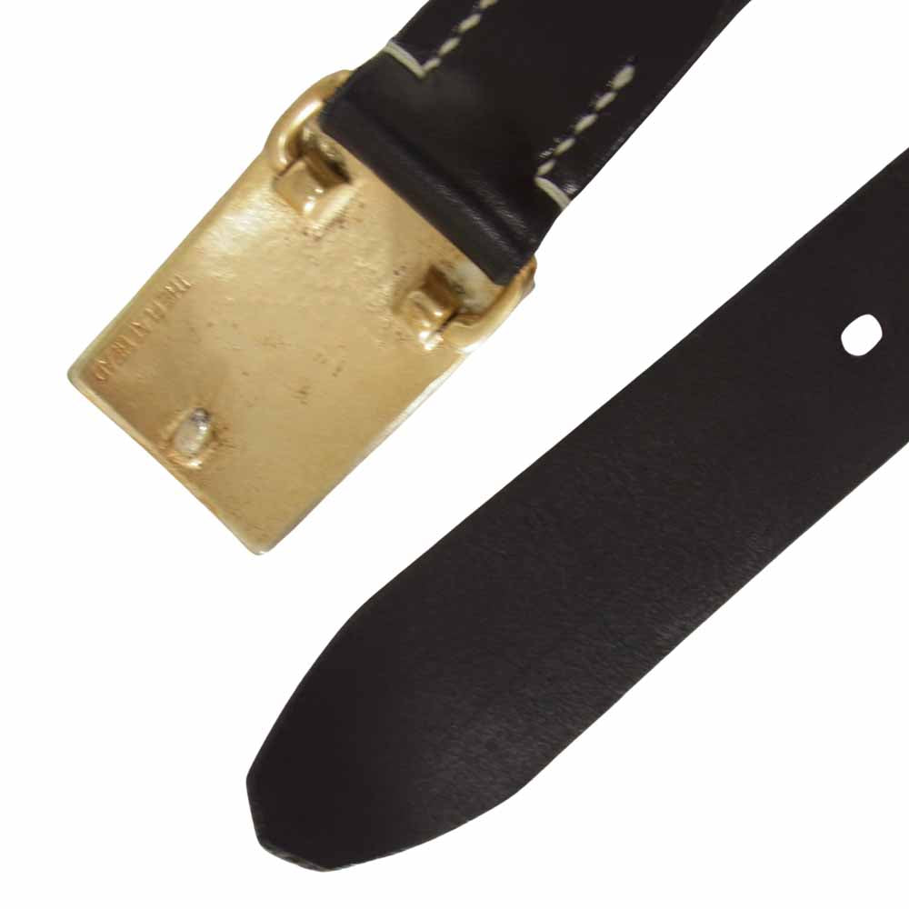 THE FLAT HEAD ザフラットヘッド 6mm サドルレザー プレート バックル ベルト ブラック系 30【中古】
