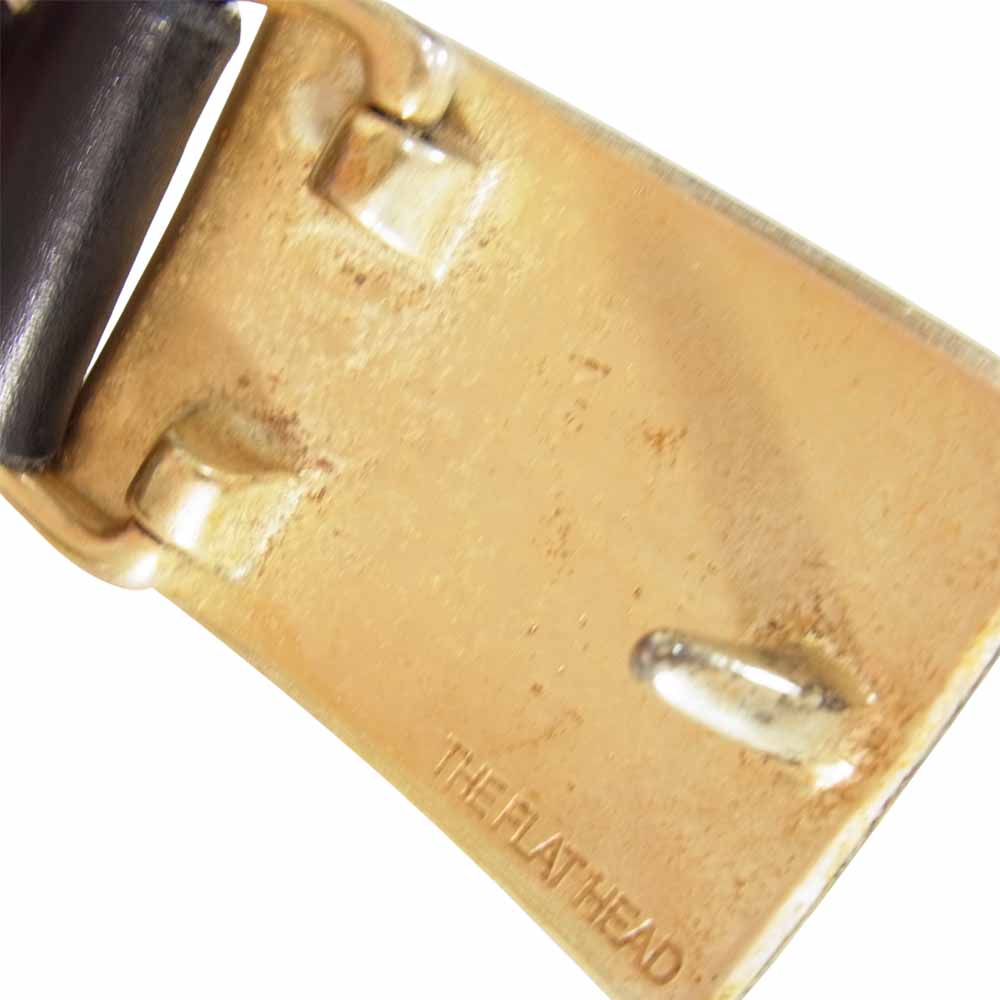 THE FLAT HEAD ザフラットヘッド 6mm サドルレザー プレート バックル ベルト ブラック系 30【中古】